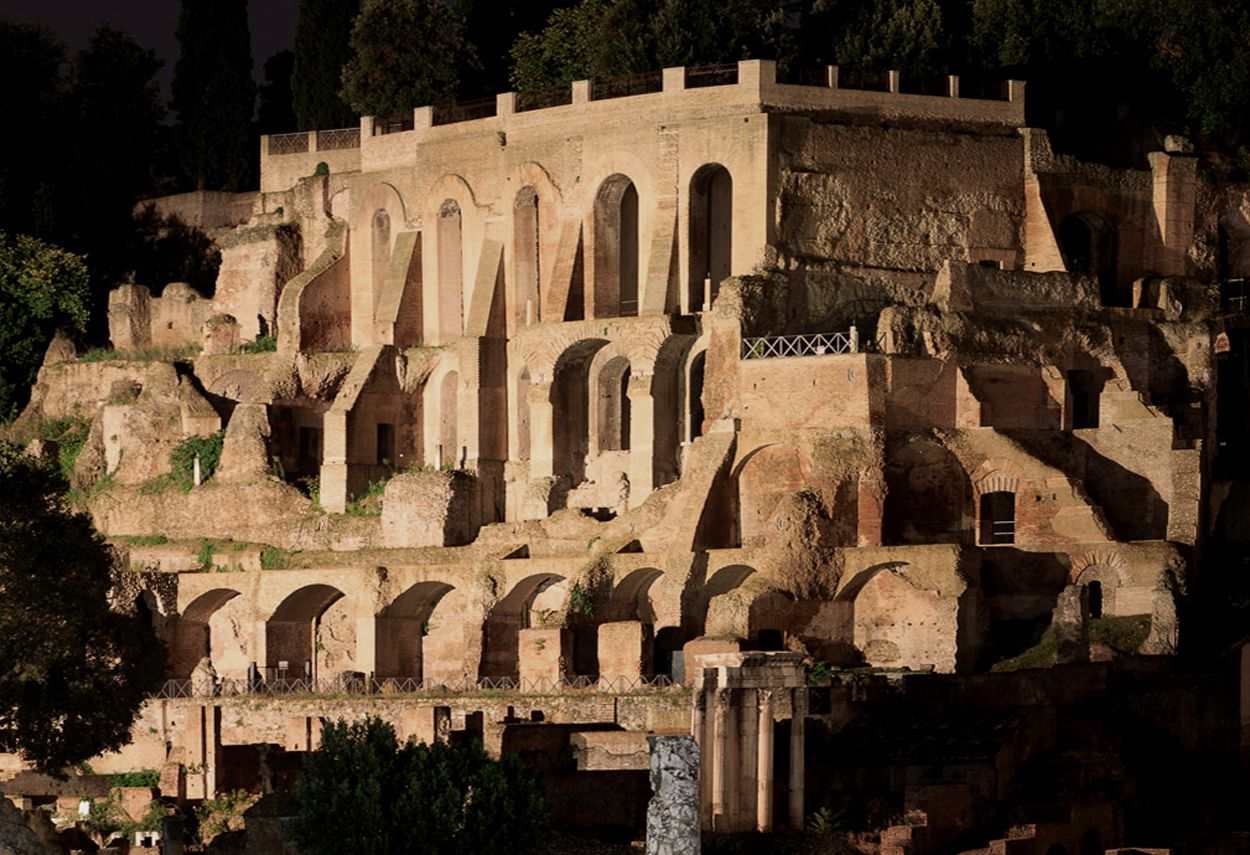 Rome Imperial Forums facade - museum lighting design