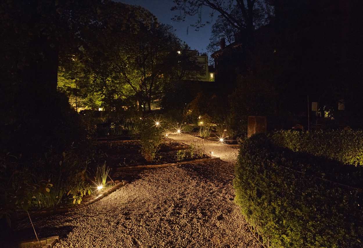 Italy Milan Brera Botanical Garden garden view - building lights