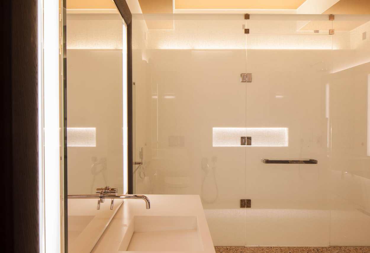 Venezia Papadopoli Palace Aman Resorts bathroom detail - architectural outdoor lighting