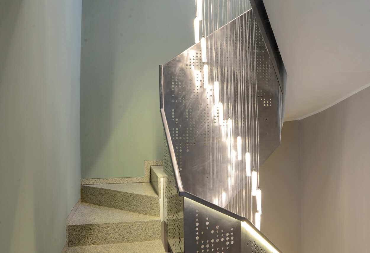 Italy Milan Private House Light Fall stair - led light design
