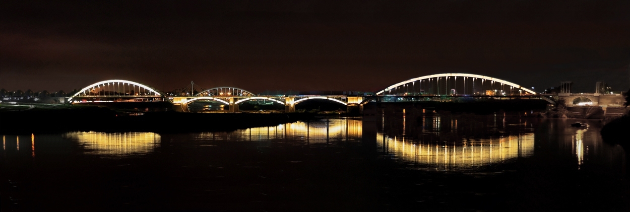 Night view of White bridge in Iran