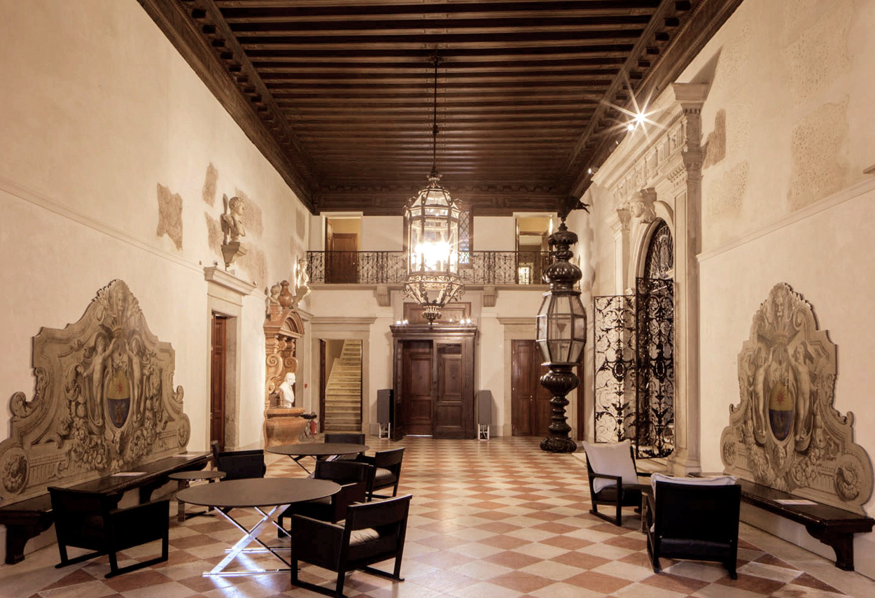 The lighting of a room in the building