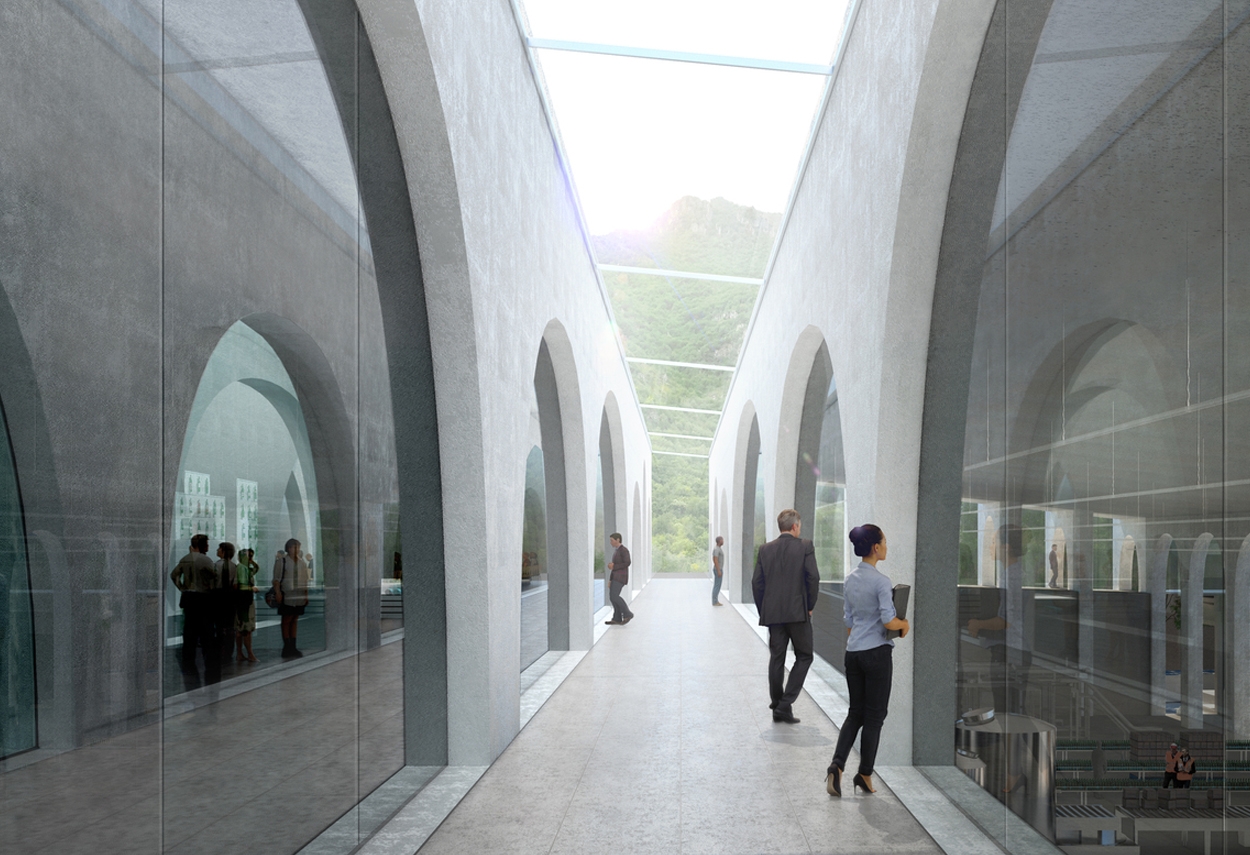 San Pellegrino Flagship Factory: Detail of the internal view