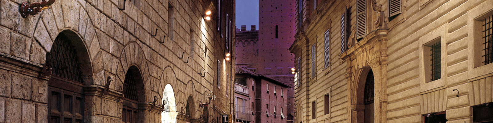 The historic center of Siena illuminated