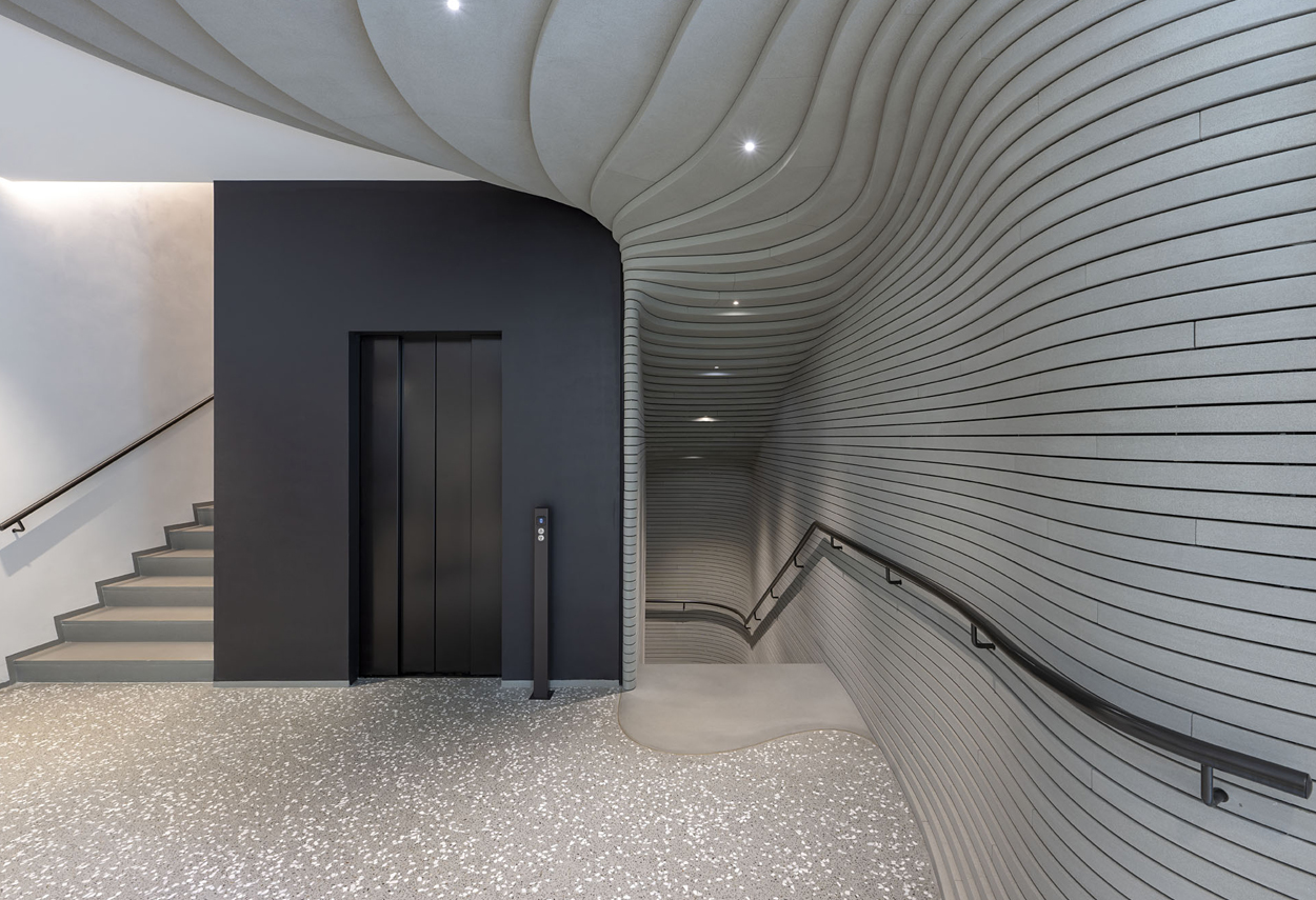 The detail of the lighting of the stairways