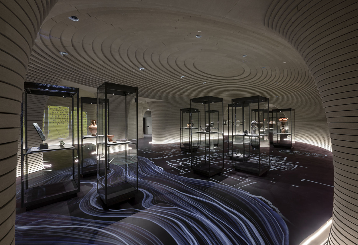 View of some rooms with the works on display and the lighting devices