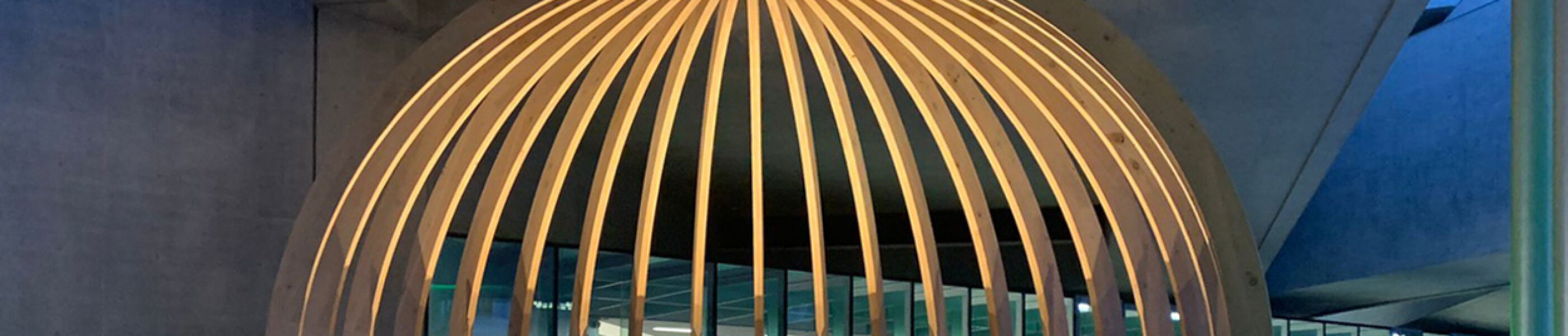 The external space of the MAXXI in Rome with the works of Emilio Isgrò