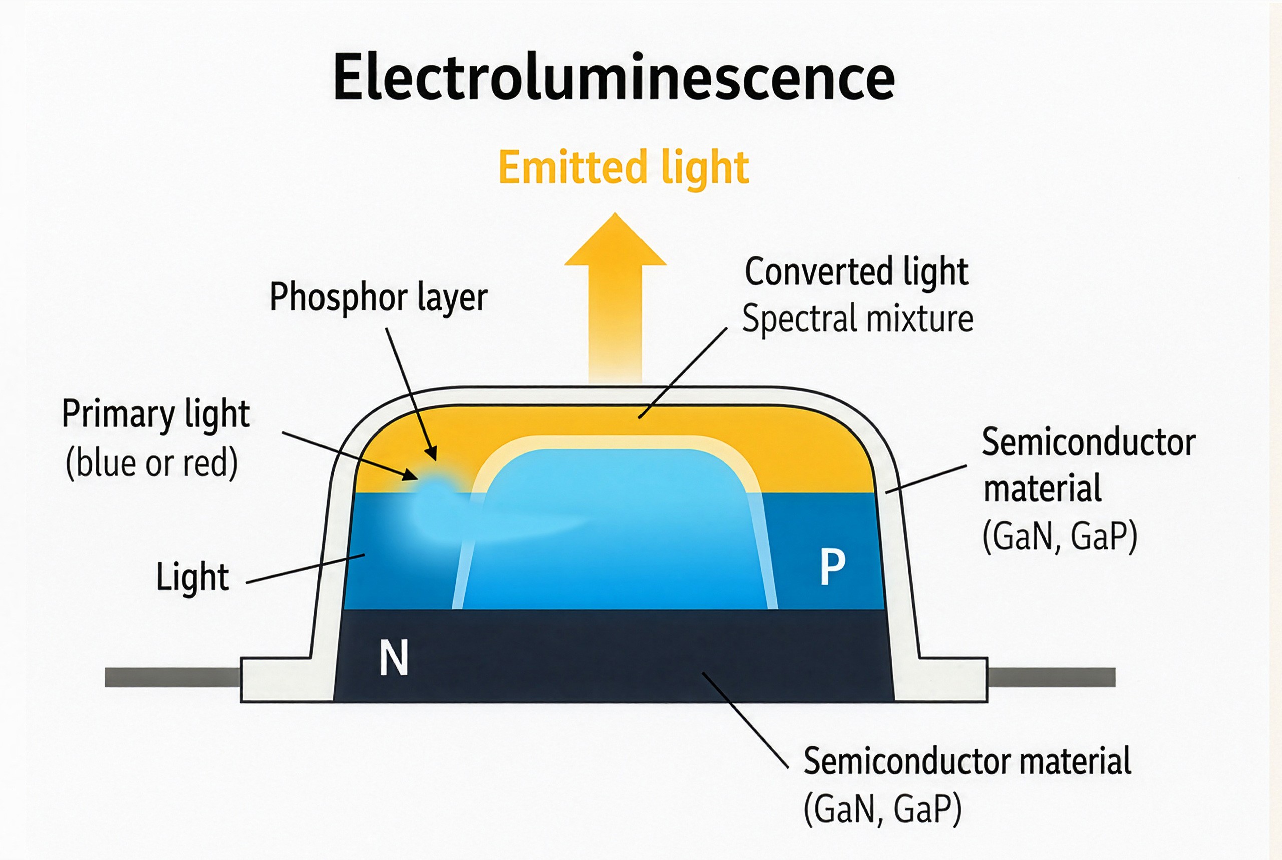 Electroluminescence Process in LED Semiconductor Devices