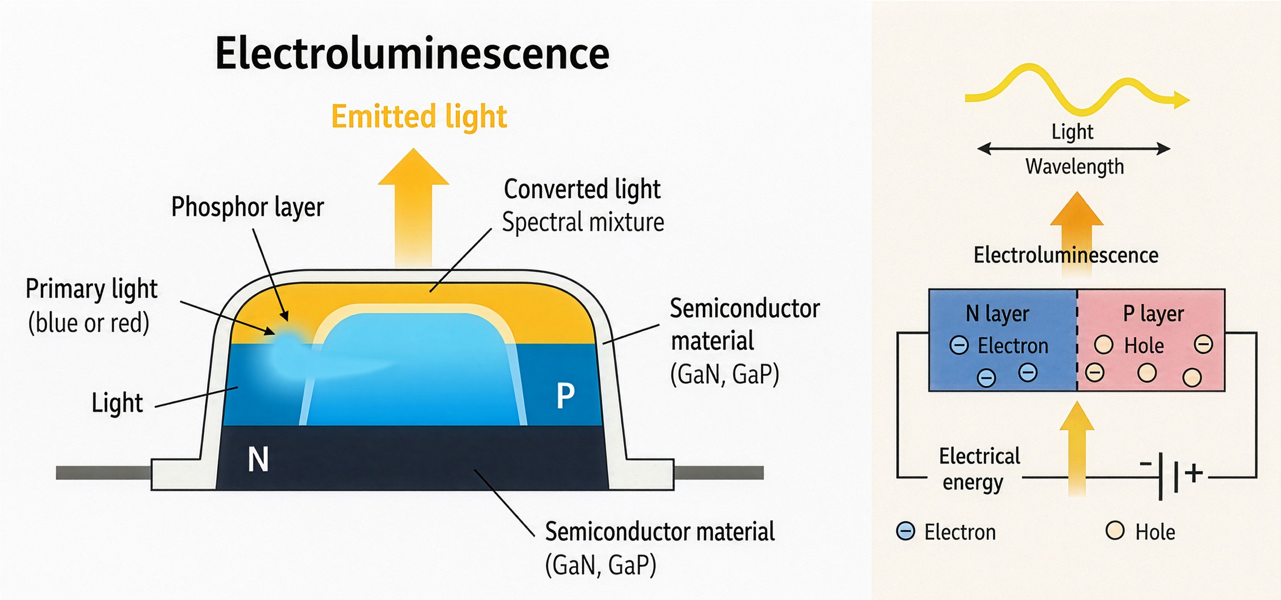 LED Electroluminescence and Semiconductor Junction Operating Principle
