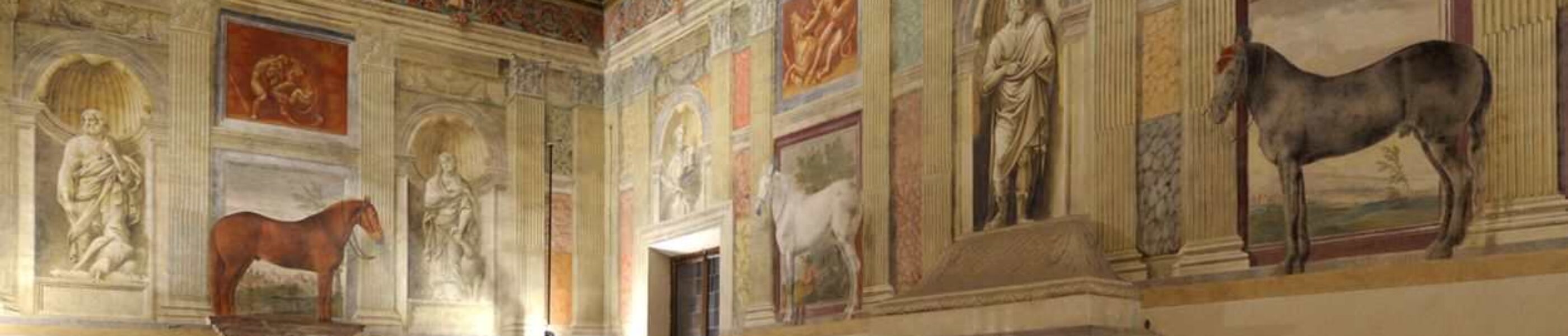 Mantova Te Palace Civic Museum sala dei cavalli illuminata - illuminazione musei