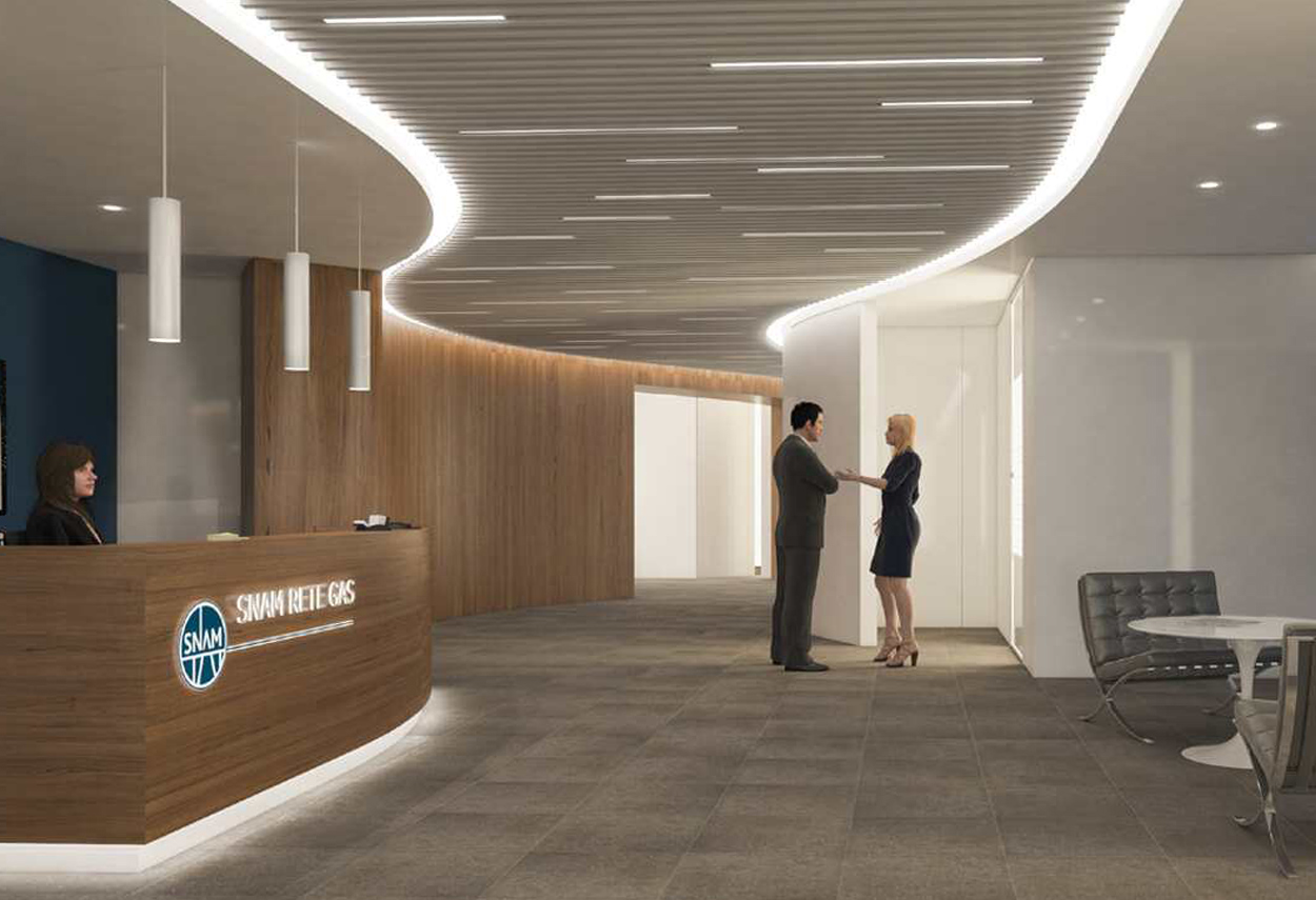 SNAM Headquarter reception - illuminazione ufficio
